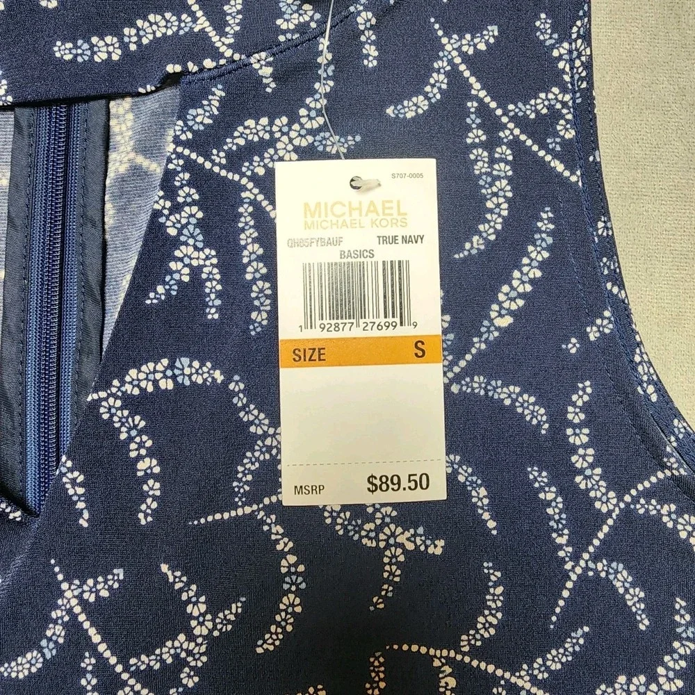 NWT Michael Kors Women's Floral Print Sleeveless Tank Top‎ True Navy Size Small